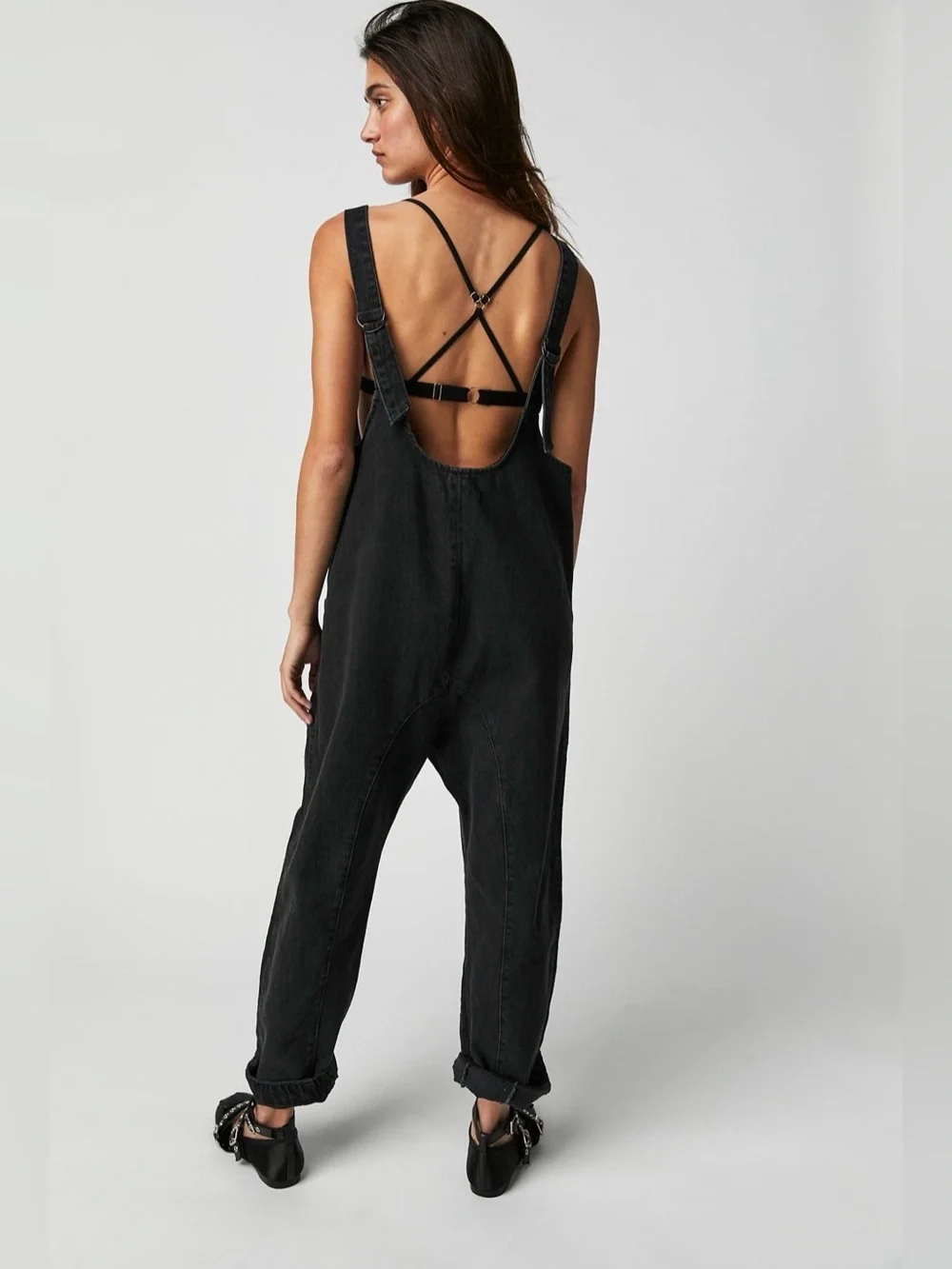 Free People High Roller Jumpsuit in Mineral Black